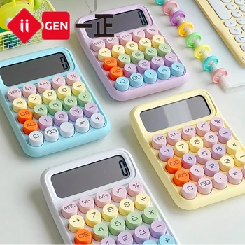 1 шт. клавиатурный калькулятор, офисный 12-значный механический калькулятор, милый калькулятор ярких цветов, настольные канцелярские принадлежности
