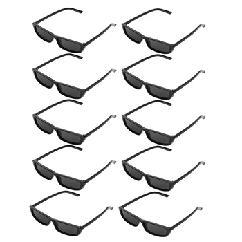 10X Винтажные Прямоугольные Солнцезащитные очки Женские Солнцезащитные очки в маленькой оправе Ретро-очки S17072 Черная оправа Черный 0