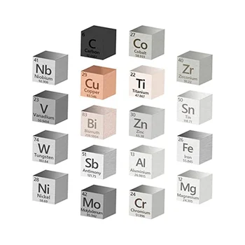 18 Шт. Кубики с металлическими элементами высокой плотности 99,99%, коллекция Периодической таблицы элементов (0,39 дюйма/10 мм) 0