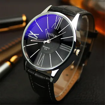 2021 Новые мужские кварцевые часы с большим циферблатом из голубого светлого стекла, мужские часы с модным круглым циферблатом, минималистичные наручные часы Relógio Masculino