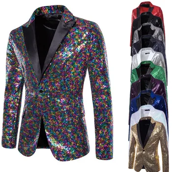 2023 Мужской красочный цветной костюм с блестками, куртка, костюм Host Mc Studio Европейского размера