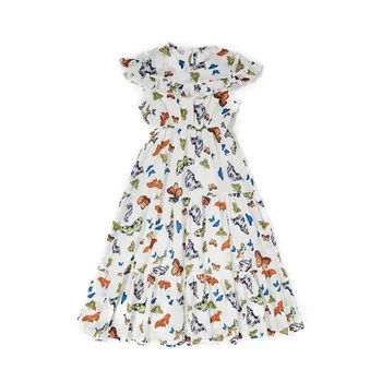 2024 Летнее Пляжное платье Для девочек, Детское Длинное платье С цветочным Рисунком, Детская Шифоновая Праздничная одежда, #6952