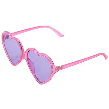 2X Винтажные очки 90-х, модные большие женские солнцезащитные очки в форме сердца для девочек, ретро солнцезащитные очки в форме сердца, милые очки для любви (фиолетовый)