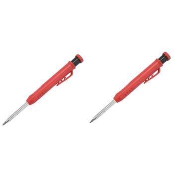 2X Маркер для глубоких отверстий, механический маркер для карандашей премиум-класса со встроенной точилкой-Для дерева, металла, камня.