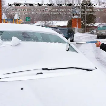 33-дюймовая Зимняя Автомобильная Лопата для уборки снега, Выдвижной Скребок для льда, Щетка для снега на лобовом стекле автомобиля, Эргономичная ручка, съемная 2