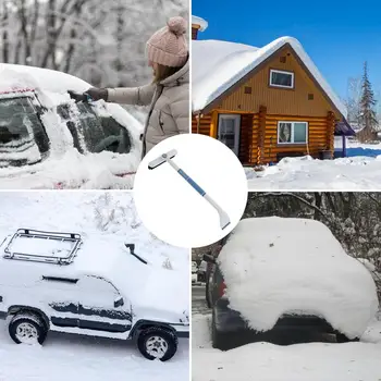 33-дюймовая Зимняя Автомобильная Лопата для уборки снега, Выдвижной Скребок для льда, Щетка для снега на лобовом стекле автомобиля, Эргономичная ручка, съемная 3