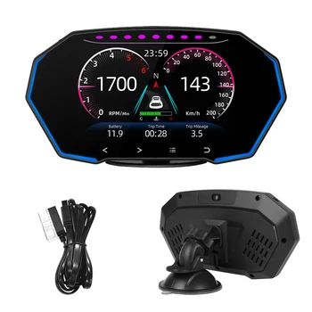 4-Дюймовый Автомобильный GPS HUD Head Up Дисплей F11 OBD2 Диагностические Инструменты Спидометр KMH MPH Метр Тестер Цифровые Часы Будильник Внутренний Тест