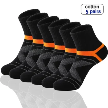 5 пар мужских хлопчатобумажных носков, высококачественные повседневные спортивные носки для бега для мужчин, Дышащие Мягкие компрессионные Летние носки для фитнеса для 0