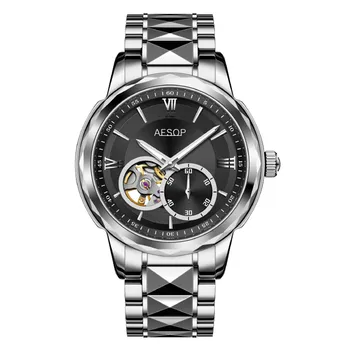 AESOP Лучший бренд класса Люкс Мужские часы Япония Автоматические Часы Мужские из вольфрамовой стали Водонепроницаемые Деловые Спортивные механические наручные часы 0