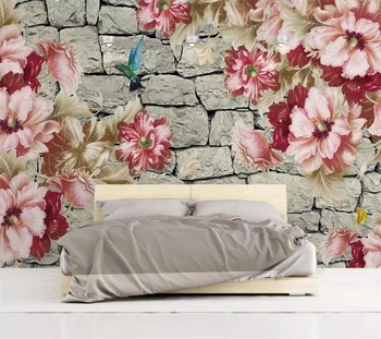 Beibehang Обои на заказ, 3d фреска, цветочная бумага, каменная стена, фон для телевизора, обои для гостиной, спальни, 3D обои 0