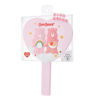 MINISO Kawaii Care Bear Pink Paradise Series Love Ручное зеркало для макияжа Аниме Девчачье сердечко Милое портативное HD Зеркало