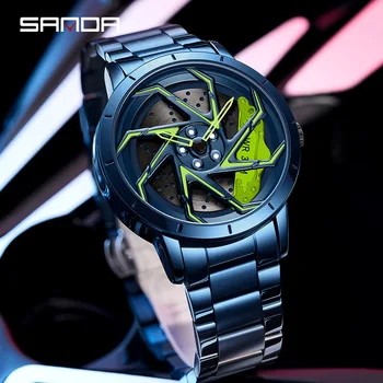 Sanda P1088 Лидер продаж, Классный дизайн, Вращающийся циферблат, Водостойкий кварцевый механизм, деловые Мужские Модные аналоговые наручные часы