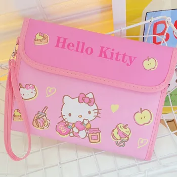 Sanrio Hello Kitty Сумка Для хранения Аниме Фигурка Куроми Cinnamoroll My Melody ID Сумка Большой Емкости Kawaii PU Сумка Y2K Sweet Girls 5