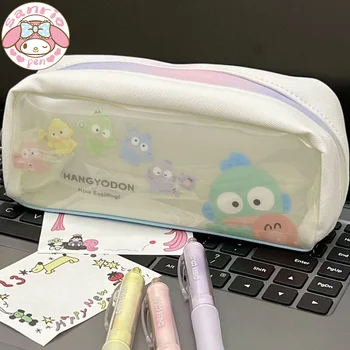 Sanrio Pencil Bag Ins Милый Красочный Hangyodon Детский Канцелярский Мешок Прозрачный Водонепроницаемый Студенческий Настольный Пенал Для Хранения