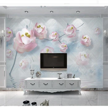 wellyu обои из папье-маше для стен 3 d Пользовательские обои 3d ювелирные изделия цветы отражение воды видео фон стены 0