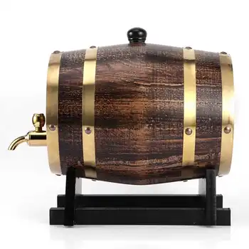 Винная бочка объемом 3 л из дуба в ретро-стиле, красное вино, бренди, бочка для виски, бочонок-ведро, контейнер с краном