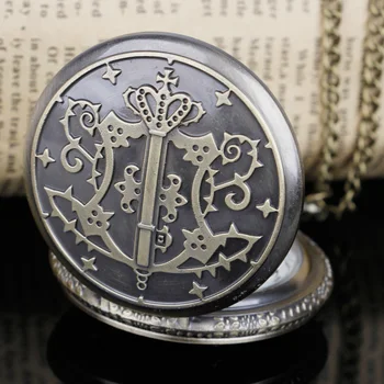 Винтажный кварцевый механизм Crown Thorn в стиле стимпанк, карманные часы, ожерелье с резным узором, кулон, Женский Мужской подарок Cf1390