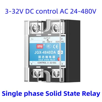 Входной сигнал 3V-32V Постоянного тока, Управляемый Переменным напряжением 24V-480V, Однофазное Твердотельное Реле 10A 25A 40A 60 75 80 100 A SSR-Модуль для измерения температуры PID