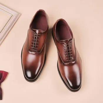 Высококачественная мужская модельная обувь, хит продаж, кожаная роскошная модная свадебная обувь для жениха, мужская официальная обувь Оксфорд в стиле Оксфорд 2