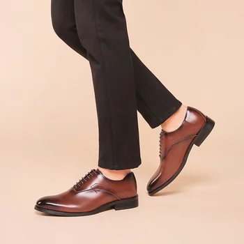 Высококачественная мужская модельная обувь, хит продаж, кожаная роскошная модная свадебная обувь для жениха, мужская официальная обувь Оксфорд в стиле Оксфорд 3