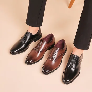 Высококачественная мужская модельная обувь, хит продаж, кожаная роскошная модная свадебная обувь для жениха, мужская официальная обувь Оксфорд в стиле Оксфорд 4