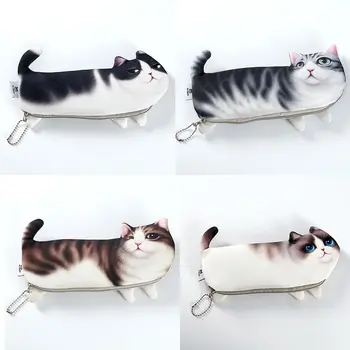Высококачественная сумка для канцелярских принадлежностей с 3D-моделированием Cat большой емкости, пенал для хранения ручек, сумка для ручек