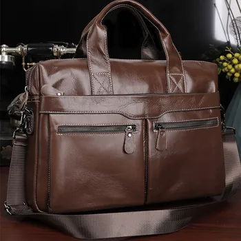 Высококачественные мужские сумки из натуральной кожи, мужские деловые кожаные дорожные портфели, мужские сумки-мессенджеры из воловьей кожи, сумки-тоут 0