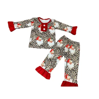 Горячая распродажа Пижам Рождественский Санта Милые Комплекты для маленьких девочек Оптовые Комплекты пижам в складку от бутика