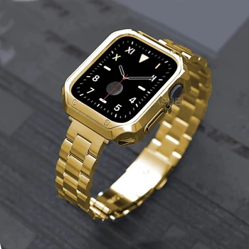 Для Apple watch 44 мм 40 мм 45 мм 41 мм ремешок + чехол для iwatch se apple watch 7 6 5 4 3 38 мм 42 мм Металлический ремешок TPU case protector 0