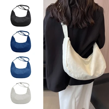 Женская сумка из джинсовой ткани в стиле ретро, простая однотонная большая повседневная сумка-хобо, женская сумка для путешествий, покупок на открытом воздухе, сумка через плечо 0