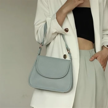 Женская сумка из искусственной кожи большой емкости Ins, модный подмышечный средневековый пакет, Переносная сумка для девочек, синий, белый