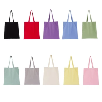 Женская хозяйственная сумка большой емкости, складная экологичная хлопчатобумажная сумка-тоут, простая однотонная многоразовая сумка 