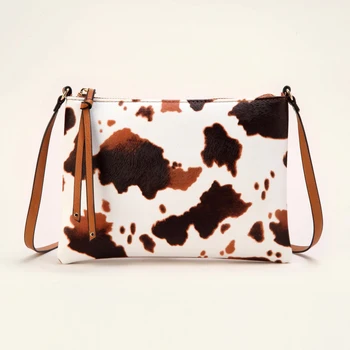 Женские сумки через плечо с рисунком маленькой коровы, текстурированная сумка-портмоне из искусственной кожи, классическая универсальная модная сумка через плечо