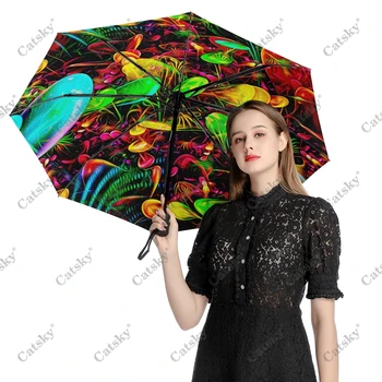 Женский зонт Fantasy Fractal Umbrella Rain, 3-х складной, полностью автоматический зонт для защиты от солнца, инструмент для путешествий на открытом воздухе Parapluie 0