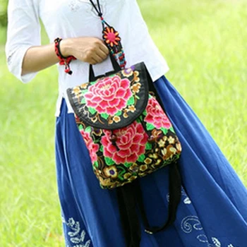Женский рюкзак с цветочной вышивкой, Летний Дорожный рюкзак через плечо, Подарочный Цветочный рюкзак высокого качества, рюкзак в богемном стиле