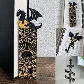 Закладка с забавным драконом, Двусторонняя Длинная закладка Fei, Закладки для книг, украшение книжной полки, Отметка на странице книги, студент