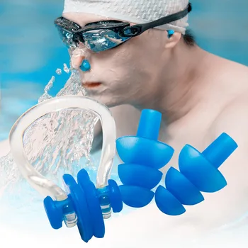 Затычки для ушей для плавания Зажим для носа Защитный Водонепроницаемый Защитный набор затычек для ушей для серфинга, дайвинга, мягкого силиконового плавания 0