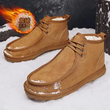 Зимние ботинки Northeast Snow, мужская зимняя теплая обувь с флисовой подкладкой, мужская обувь с меховой подкладкой, обувь для хлеба с толстой подошвой