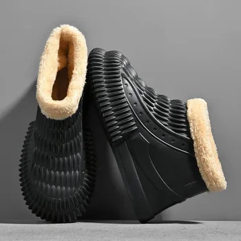 Зимние ботинки на платформе, мужская зимняя теплая хлопчатобумажная обувь на флисовой подкладке из Северо-Восточного Китая, мужская меховая обувь с высоким берцем 0