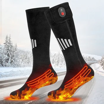 Зимние носки с подогревом снега, носки с батарейным подогревом, Зимние лыжные носки с подогревом снега, носки с функцией нагрева, простые в использовании