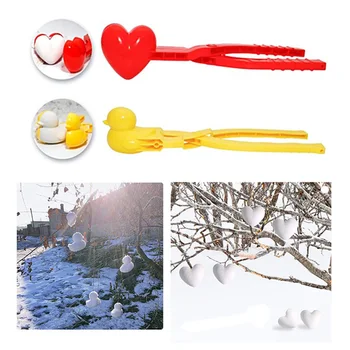 Зимний пластиковый снежок с зажимом в виде сердца для изготовления снежков, детские игрушки для лепки снежных шаров на открытом воздухе, зажим для игры в снежки, инструмент для игры в снежки