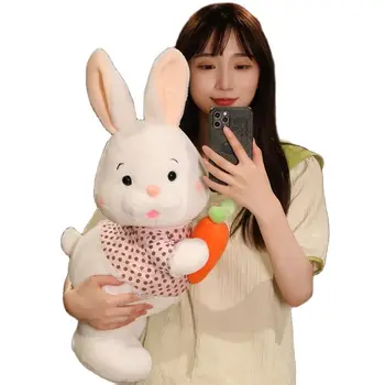 Кавайный Белый Кролик Плюшевая Игрушка Спрятать Морковку Кролик Ку-Ку Мягкие Игрушки В Горошек Одевалка На День Рождения Объятия Подарок для Детей Девочка 0