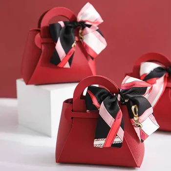 Кожаные подарочные пакеты, упаковочная сумка с бантом и лентой, сумки для раздачи подарков, Рождественская коробка для конфет, сумочка для конфет для вечеринки 4