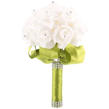 Красивый свадебный букет Невесты, свадебный букет из цветов подружки невесты, букет из искусственных цветов, букет из роз, белые свадебные букеты-Зеленый 0