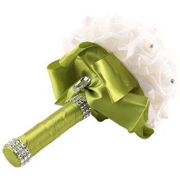 Красивый свадебный букет Невесты, свадебный букет из цветов подружки невесты, букет из искусственных цветов, букет из роз, белые свадебные букеты-Зеленый 1