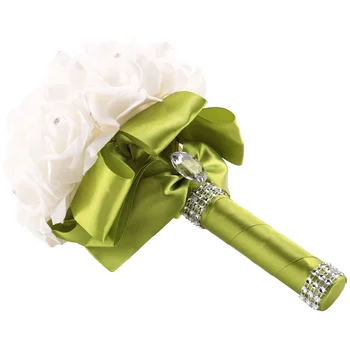 Красивый свадебный букет Невесты, свадебный букет из цветов подружки невесты, букет из искусственных цветов, букет из роз, белые свадебные букеты-Зеленый 2