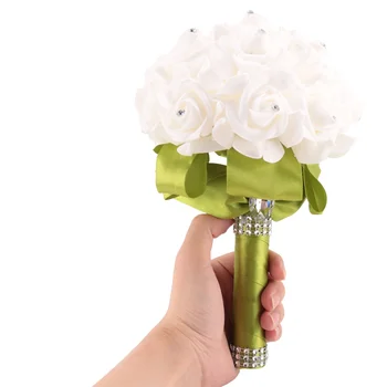Красивый свадебный букет Невесты, свадебный букет из цветов подружки невесты, букет из искусственных цветов, букет из роз, белые свадебные букеты-Зеленый 4