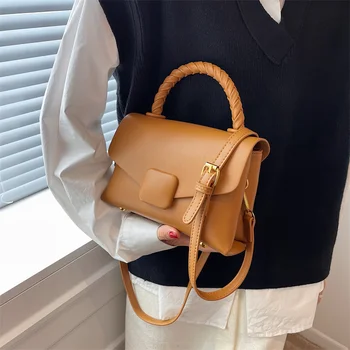 Маленькие женские сумки с короткой веревочной ручкой, тренд лета 2022, модный бренд, женские сумки через плечо, милые сумки-тоутки
