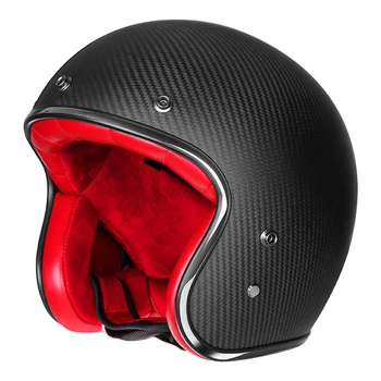 Матовый Байкерский Шлем Из Углеродного Волокна С Открытым Лицом, Износостойкий Мотоциклетный Шлем, Дышащая Защита Головы От Падения, Принадлежности Для Мотокросса 0
