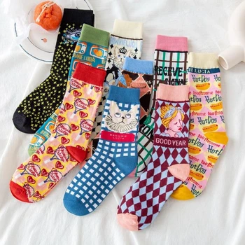 Милые весенне-осенние женские носки Kawaii, новый стиль, Японская Корея, хлопковые носки в стиле колледжа Harajuku, веселый подарок для вечеринки для девочек